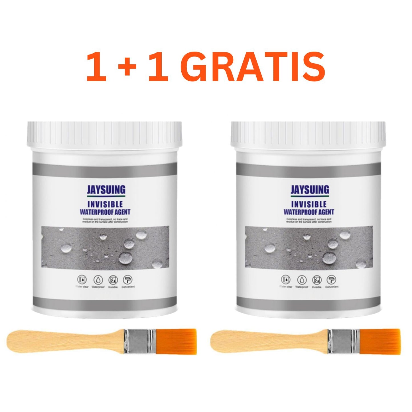1 + 1 GRATIS Agent Hidroizolant Invizibil Profesional SUPER TRENDS®, Sigilant Impermeabil Transparent Pentru Crapaturi si Infiltratii, Uscare Rapida, Pensula, 300 g