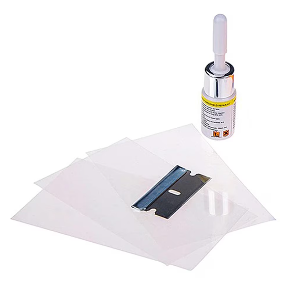 Kit Solutie Pentru Reparat Fisuri Parbriz SUPER TRENDS® Cu Adeziv Lichid, Crapaturi Sau Ciobituri Pietre, Uscare Rapida, 5 Folii Incluse