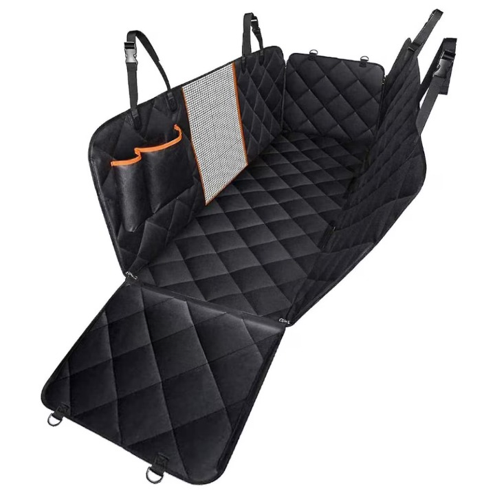 Husa Auto de Protectie Bancheta si Transport Animale Profesionala SUPER TRENDS®, Pentru Caini & Pisici, Material Gros Impermeabil, Anti-Zgarieturi, Anti-Alunecare, Geam Aerisire Plasa, 147 x 137 Cm Ne