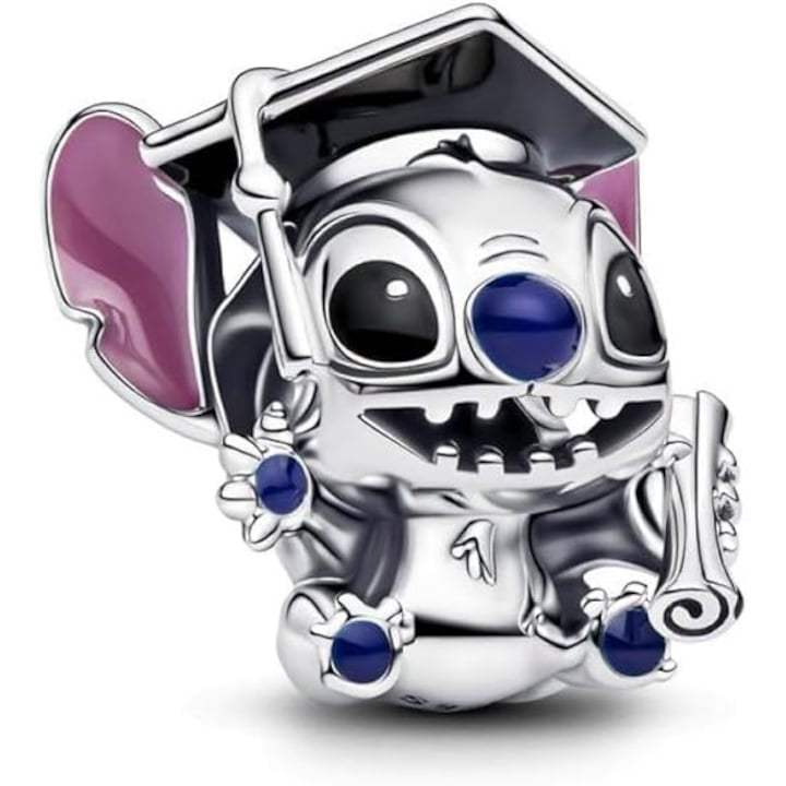 Charm Stitch Absolvire SUPER TRENDS® Argint 925 Compatibil Bratara Tip Pandora Moments, Talisman Stitch Graduation 2025 Cu Email Colorat, Charm Stitch Cu Toca Si Diploma, Cadou Absolvire Pentru Femei