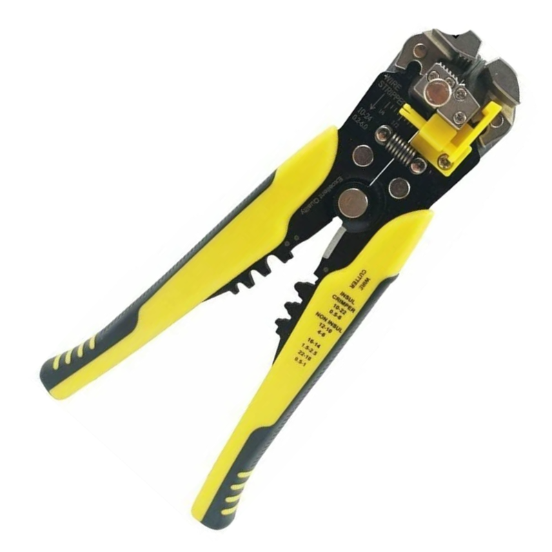 Cleste Automat Pentru Sertizat, Dezizolat si Taiere Cabluri Profesional SUPER TRENDS®, Multifunctional, 3 in 1, Maner Ergonomic, Reglaj Automat, Galben - Negru