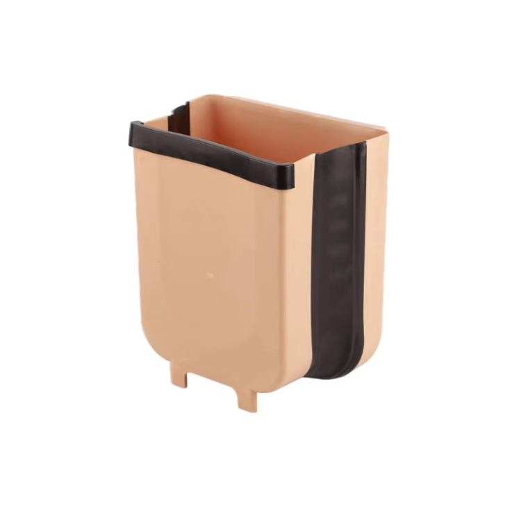 Cos De Gunoi Suspendat, SUPER TRENDS®, Pliabil, Pentru Usa Dulap, 28.5 x 25 cm, Maro