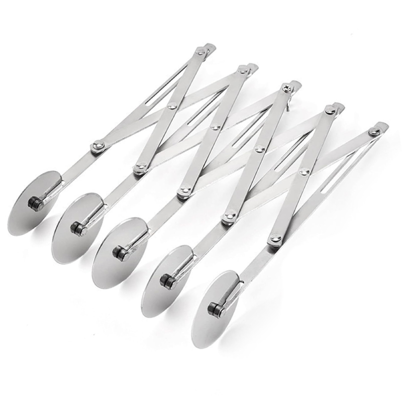 Dispozitiv cu 5 Rotite Extensibil Profesional SUPER TRENDS®, Pentru Taiat Aluat, Biscuiti, Ravioli si Patiserie, Otel Inoxidabil, 24.8 x 5.2 x 5.3 cm, Argintiu