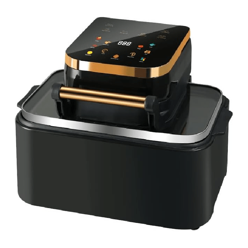 Friteuza cu Aer Cald 12 L, 2500W SUPER TRENDS®, Air Fryer cu Fereastra, Ecran Digital Tactil, 6 Programe, Temperatura 80-210°C, Negru - SPTR.RO