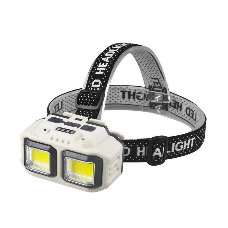 Lanterna Frontala Reincarcabila cu LED Profesionala SUPER TRENDS®, Rezistenta la Apa, Lumina Ajustabila, Pentru Camping, Drumetii, Pescuit, Acumulator, Reincarcare Prin Cablu USB, Negru-Crem