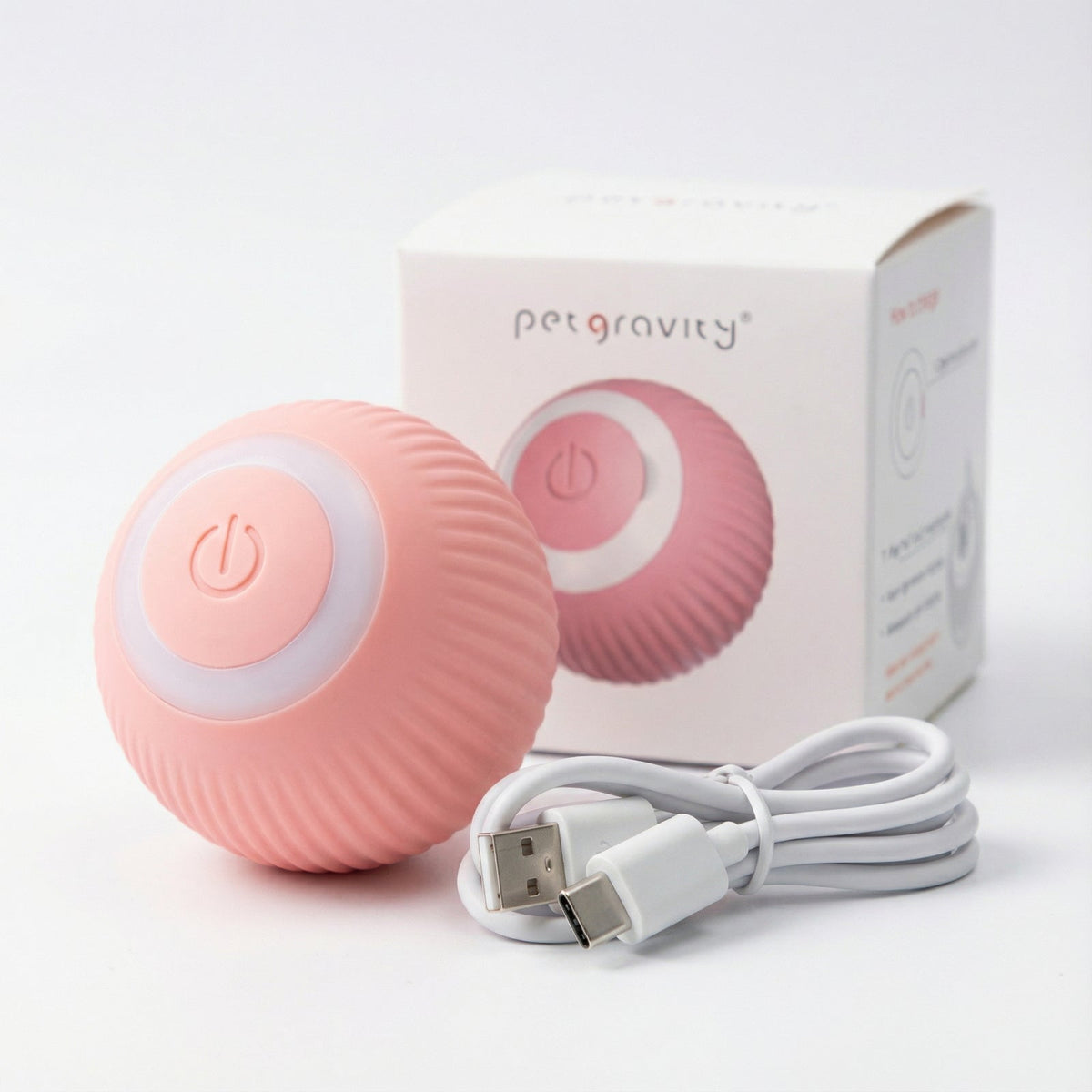Minge Pisici Si Caini Interactiva SUPER TRENDS® Cu Rotatie 360° Si Lumini LED, Minge Interactiva Pentru Animale Cu Incarcare USB, Miscare Inteligenta Cu Evitare Obstacole, Joaca Activa Interior Exteri - SPTR.RO
