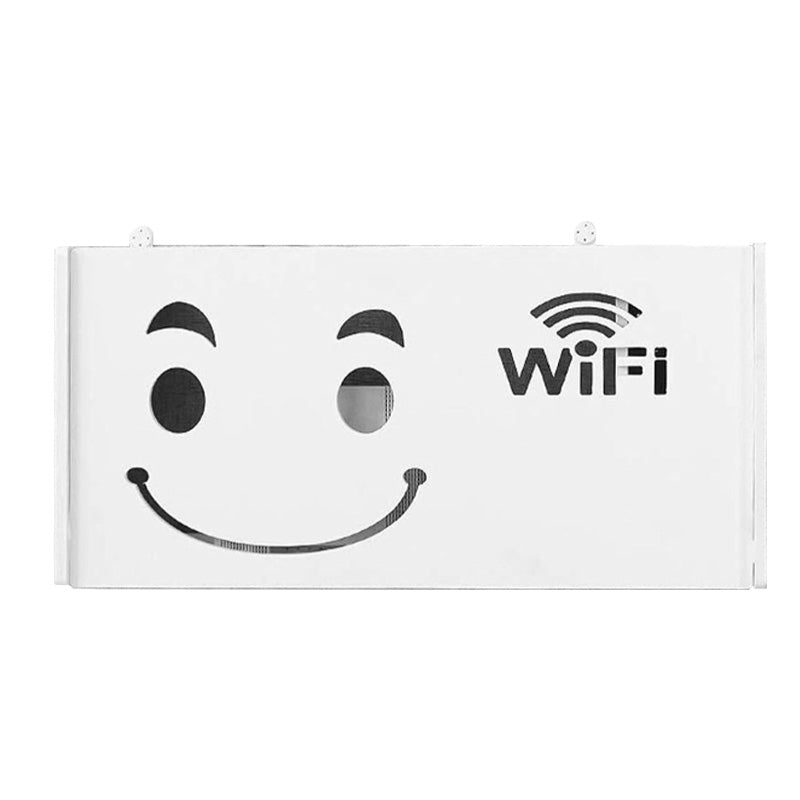 Raft Suport Router Wireless SUPER TRENDS®, Pentru Mascare Fire si Echipament WiFi, Material Premium, 40x20x9.5 cm, Alb Mat