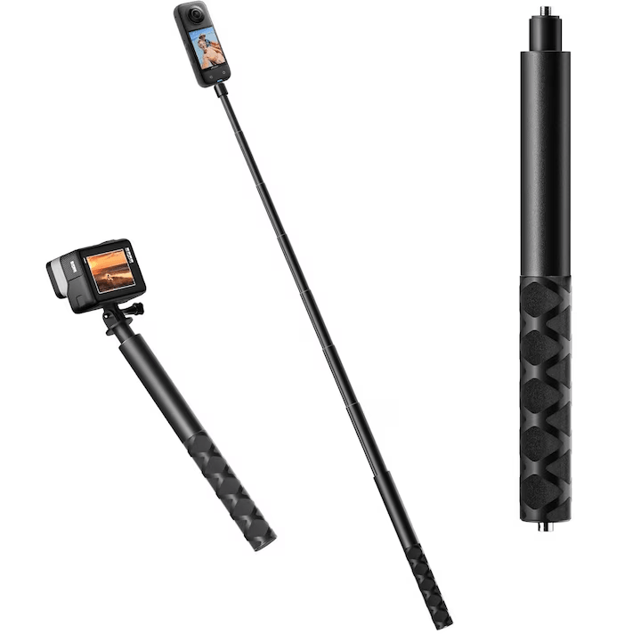 Selfie Stick Invizibil Super Trends® 22.5-120 cm Din Aliaj De Aluminiu, Selfie Stick Insta360 Compatibil Cu X3 X2 One X One R, Selfie Stick Aluminiu Extensibil Cu Filet Standard, Suport Camera 360 Sta - SPTR.RO