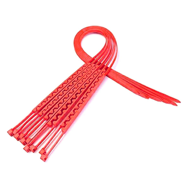 Set 10 Coliere Ajutatoare Zapada SUPER TRENDS®, Tip Lanturi Auto Antiderapante, Pentru Roti 13-16 inch, Rosu