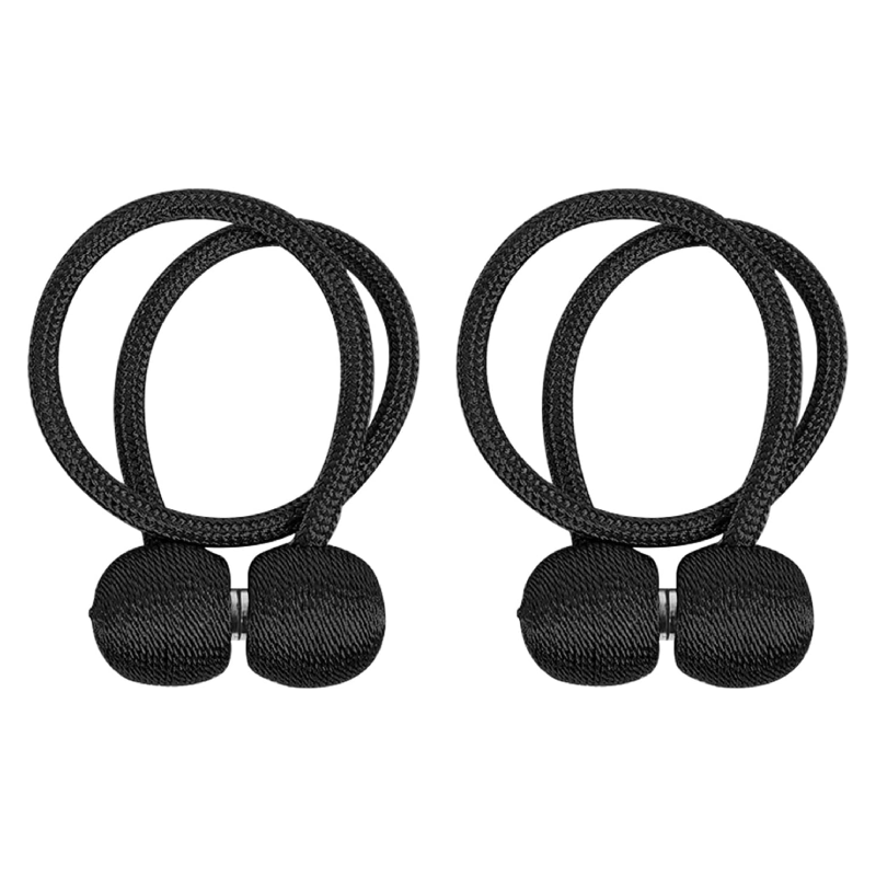 Set 2 Bucati Prinderi Magnetice Pentru Perdele si Draperii Premium SUPER TRENDS®, Tip Snur cu 2 Magneti, Negru