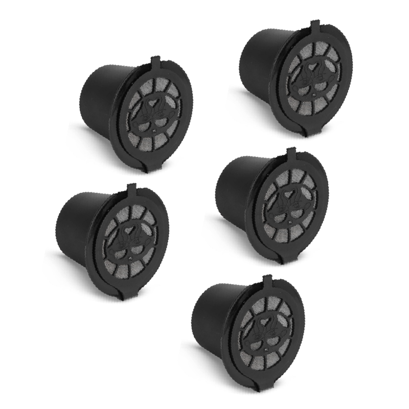 Set de 5 Buc Capsule Cafea Reincarcabile SUPER TRENDS®, Compatibile cu Aparatele Nespresso, Negru