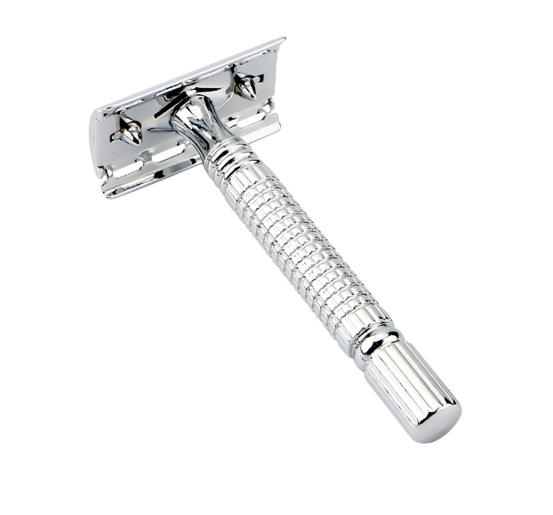 Aparat de ras clasic tip Safety Razor, inoxidabil, carcasa de protectie, set lame de schimb incluse, SUPER TRENDS®