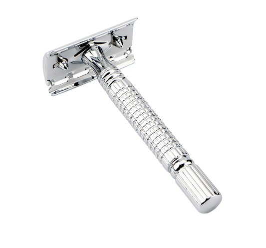Aparat de ras clasic tip Safety Razor, inoxidabil, carcasa de protectie, set lame de schimb incluse, SUPER TRENDS®