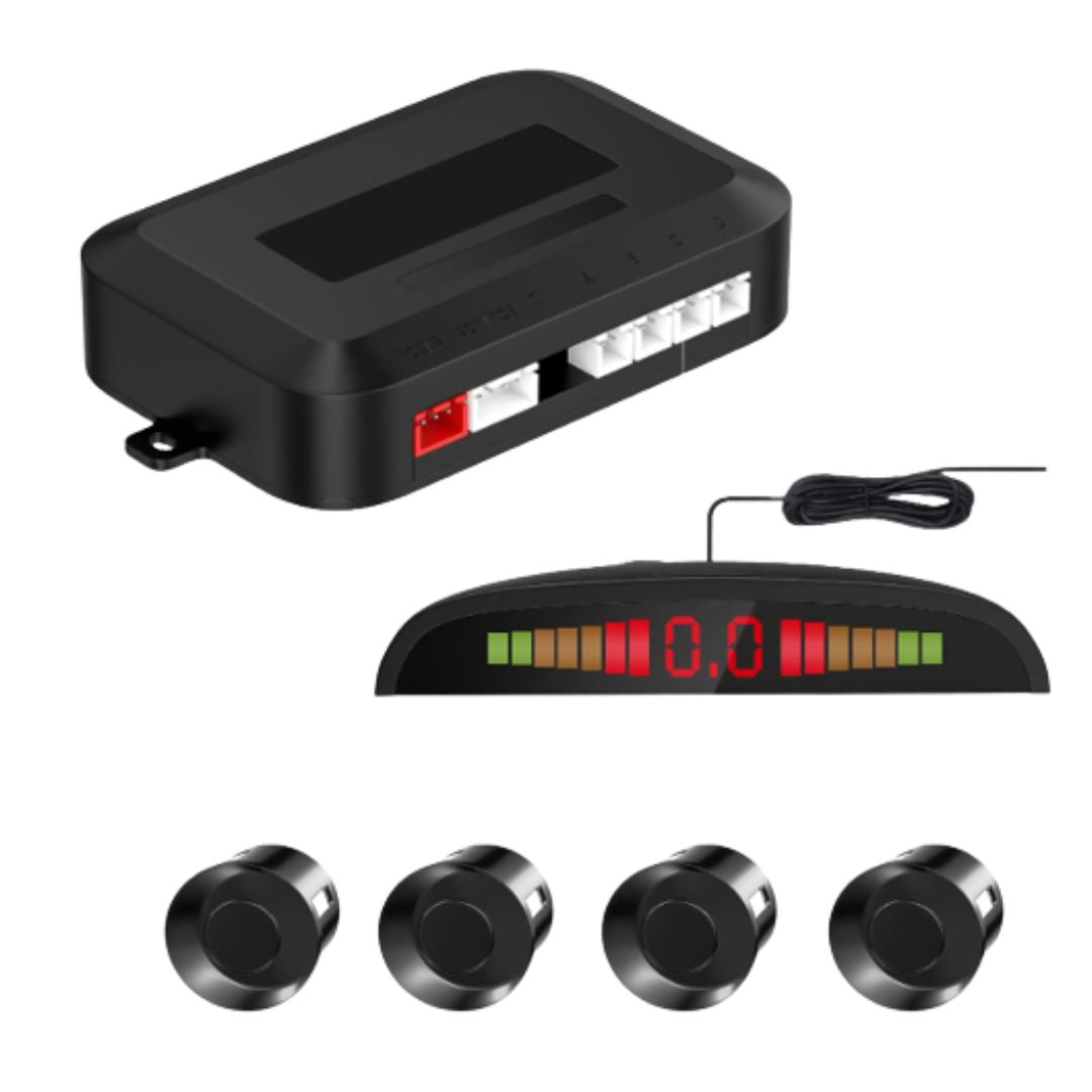 Senzori Parcare Auto SUPER TRENDS®, Kit 4 Receptori, Display LED, Avertizare Sonora, Negru