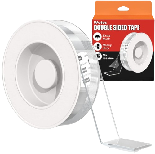 Banda Dublu Adeziva Reutilizabila Extra Strong SUPER TRENDS®, Rezistenta la Apa, Siliconica, Transparenta, Lungime 3 m x Latime 2 cm
