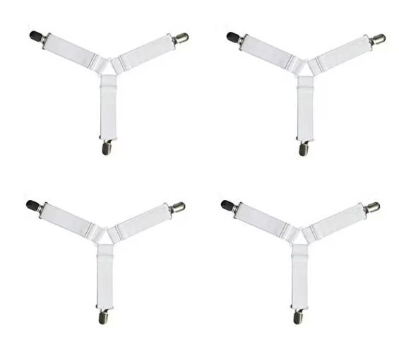 Set 4 Cleme Fixare Cearceaf Premium SUPER TRENDS®, Triunghiulare Elastice, Dimensiune Ajustabila