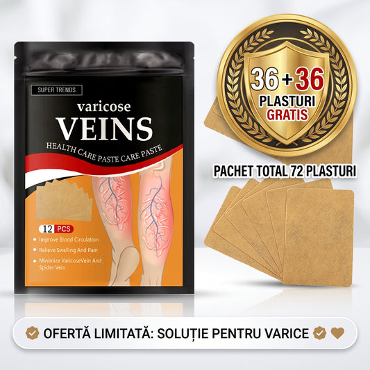 36 PLASTURI + PLASTURI 36 GRATIS Plasturi Pentru Varice SUPER TRENDS®, Pentru Repararea Venelor Tip Panza de Paianjen, Indepartarea Varicelor