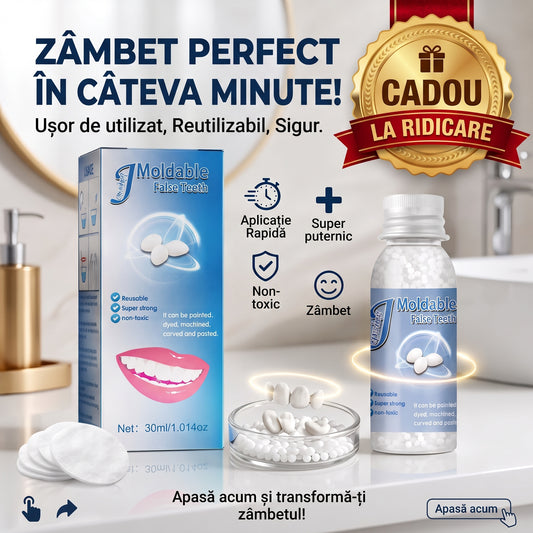 Kit de Reparare Temporara a Dintilor Profesional SUPER TRENDS®, Granule Pentru Reparatii Dentare, Bilute Reutilizabile, Non Toxic, 30 ml