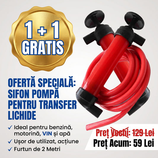 1 + 1 GRATIS Pompa Manuala Transfer Lichide, Furtun 2 Metri