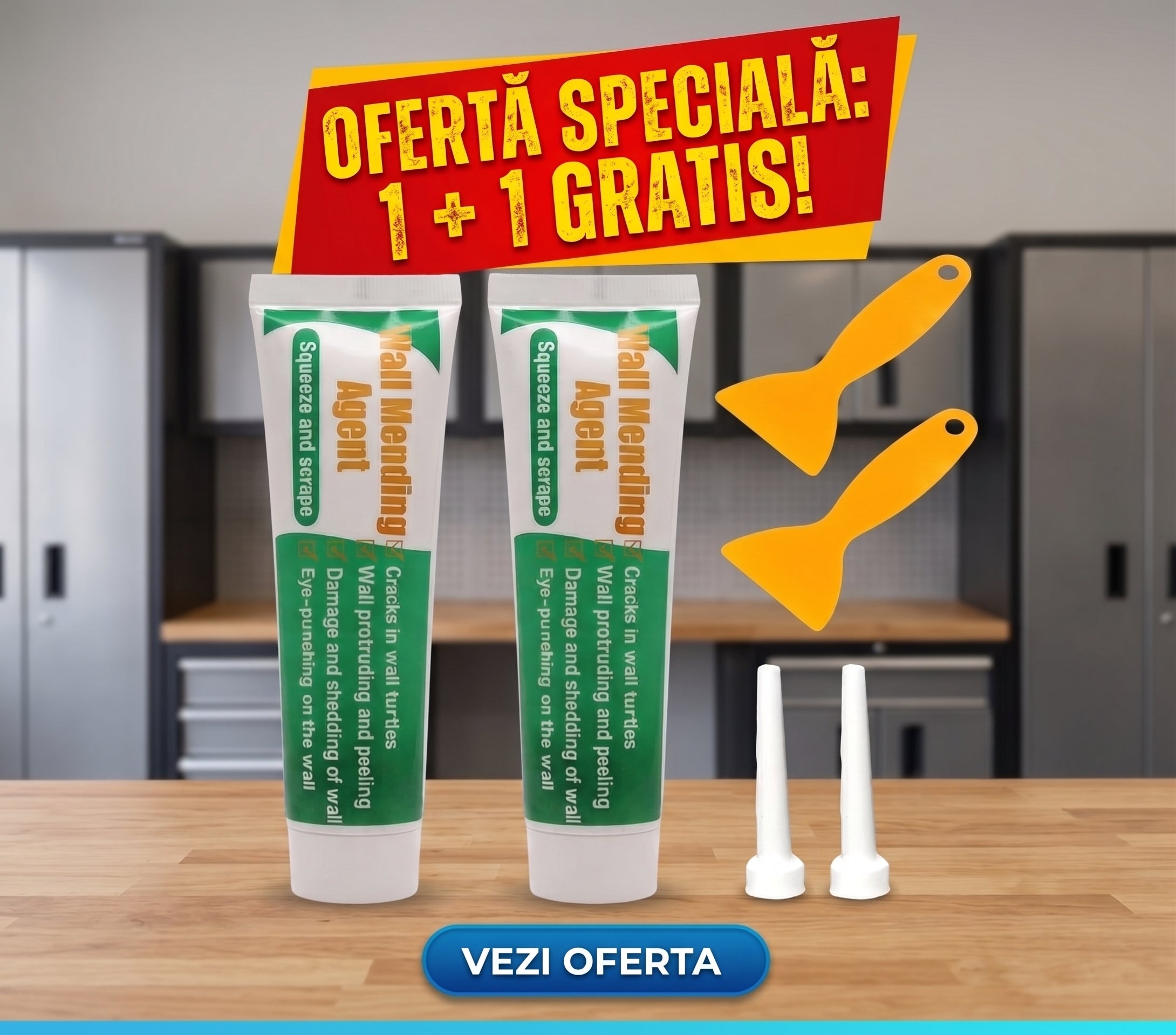1 + 1 GRATIS Chit Pentru Reparat Rapid Pereții, 2 x 250 gr, Alb