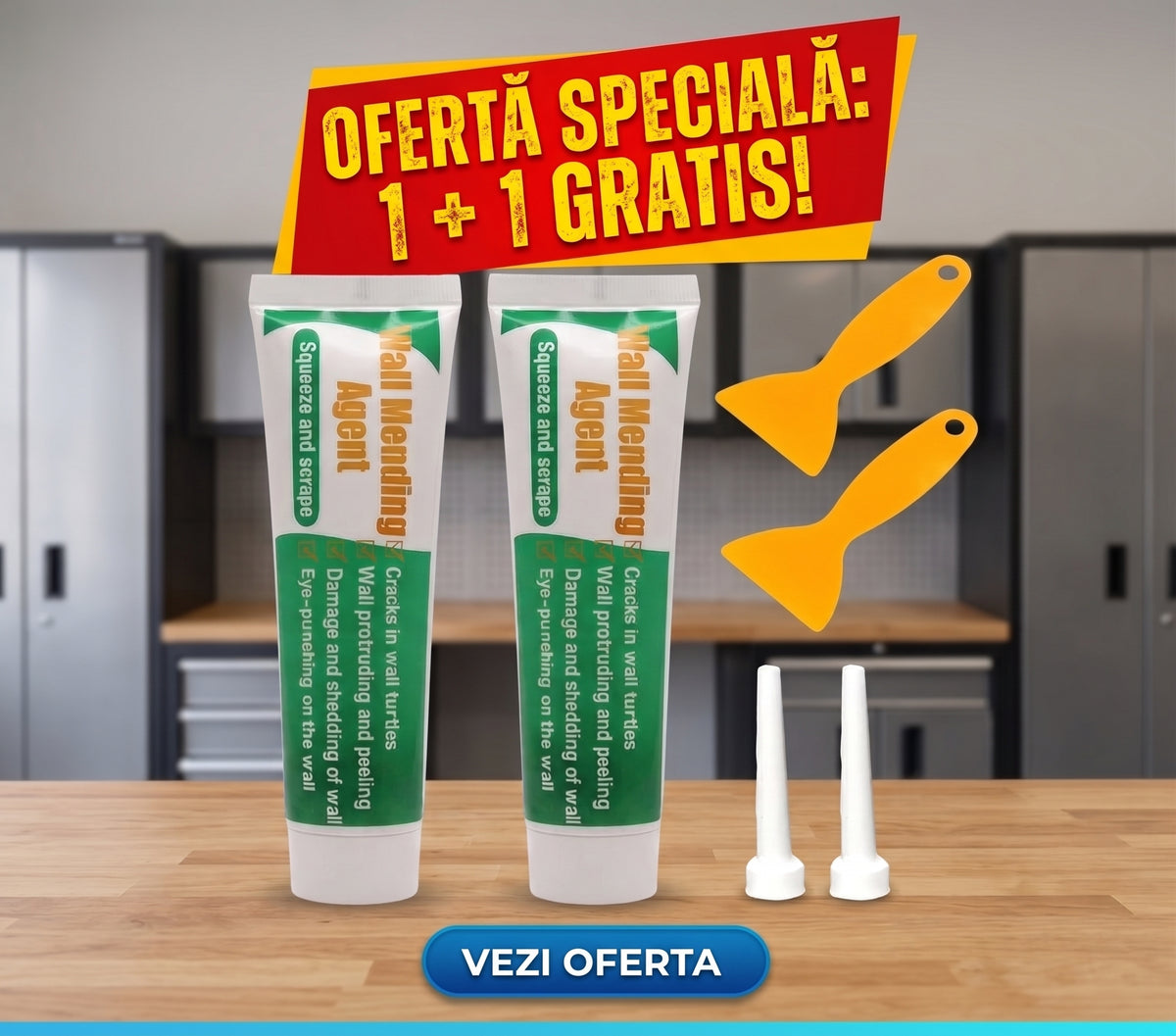 1 + 1 GRATIS Chit Pentru Reparat Rapid Pereții, 2 x 250 gr, Alb