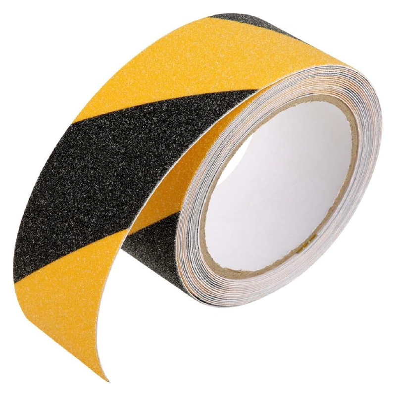Banda Antiderapanta Premium SUPER TRENDS®, pentru Scari si Trepte de Exterior si Interior, Autoadeziva, cu Aplicare pe Gresie, Ciment, Parchet, Metal si Lemn, Rezistenta la Apa, 5 cm x 5 m, Galben-Neg
