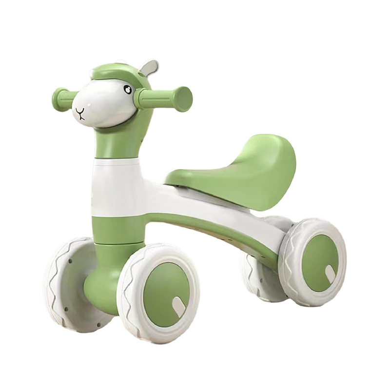 Bicicleta cu 4 Roti Pentru Copii SUPER TRENDS®, Pentru Mers si Echilibru, cu Far Colorat si Bule Colorate, 1-3 ani, Verde