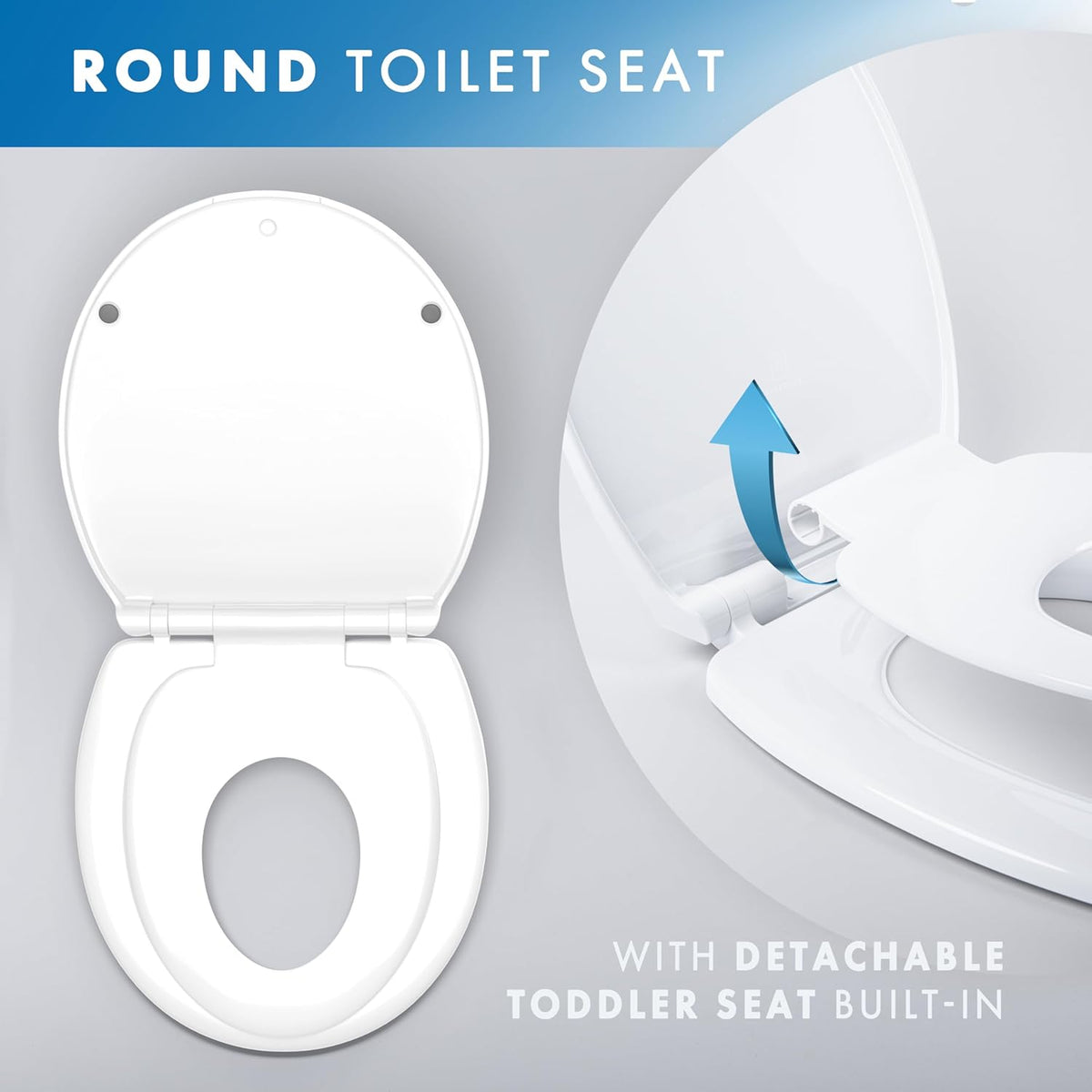 Capac WC 2 in 1 Cu Reductie Pentru Copii si Adulti SUPER TRENDS®, Inchidere Lenta, Plastic Durabil, Alb