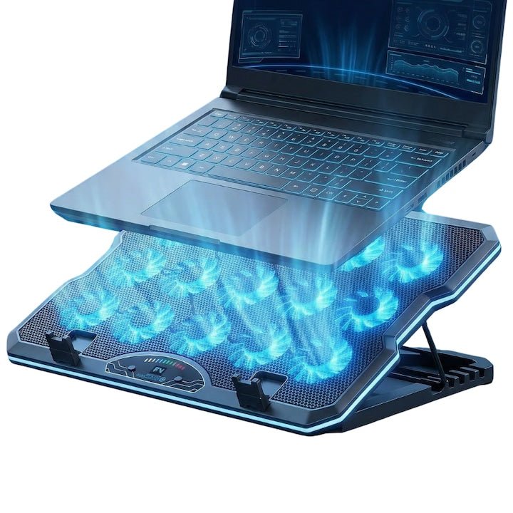 Cooler Laptop Cu 15 Ventilatoare Silentioase, Cooler Laptop Reglabil Ergonomic 7 Trepte, Suport Racire Laptop Pana La 17.3 Inch, Stand Laptop Cu Racire Eficienta, Suport Laptop Cu Ventilatie Puternica - SPTR.RO
