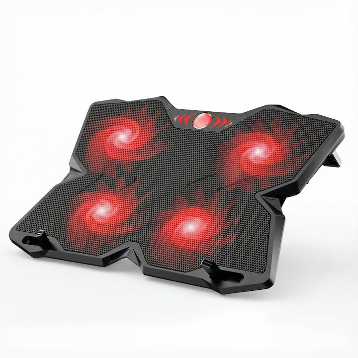 Cooler Laptop Gaming Si Office Cu 4 Ventilatoare LED, Cooler Laptop Cu Viteza Reglabila Si Racire Silentioasa 25 dB, Cooler Laptop Compatibil 11–18 Inch Cu Port USB Dublu, Design Ergonomic, Grilaj Pro