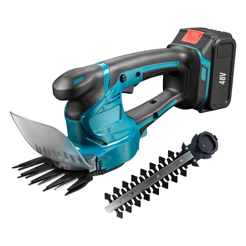 Foarfeca Electrica Pentru Tuns Iarba si Gard Viu SUPER TRENDS®, Fara Fir, 2 Acumulatori 48 V, Albastru
