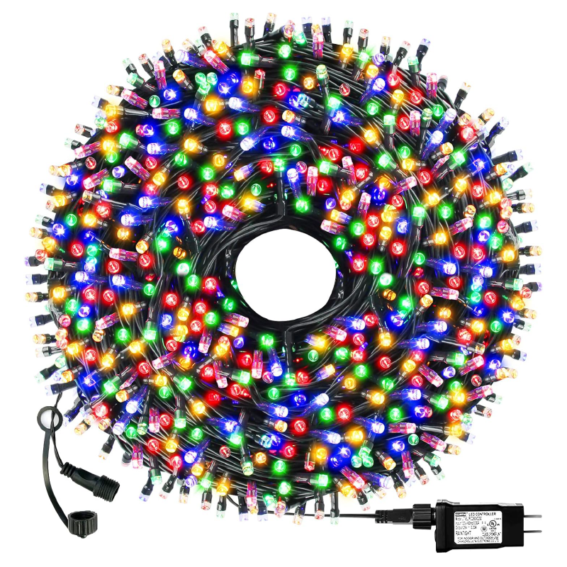 Instalatie de Craciun cu LED-uri SUPER TRENDS®, 300 LED, 24 M, 8 Moduri de Iluminare, Conectabila Cap-la-Cap, Rezistenta la Apa IP55, Pentru Interior si Exterior, Multicolor