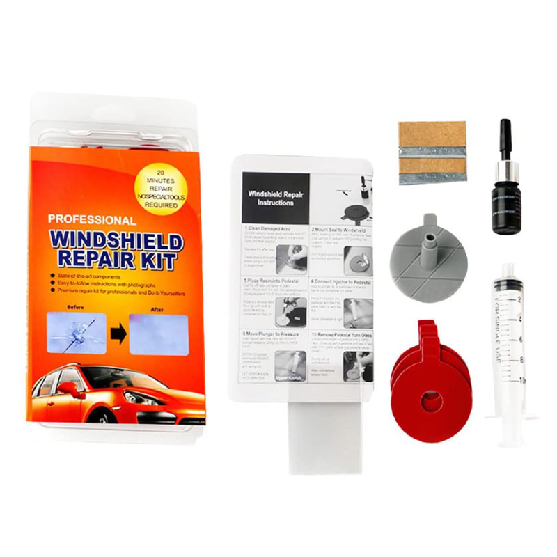 Kit Reparatie Parbriz Profesional SUPER TRENDS®, Geam auto, Fisura, Lovitura Piatra, Accesorii si Adeziv, Calitate