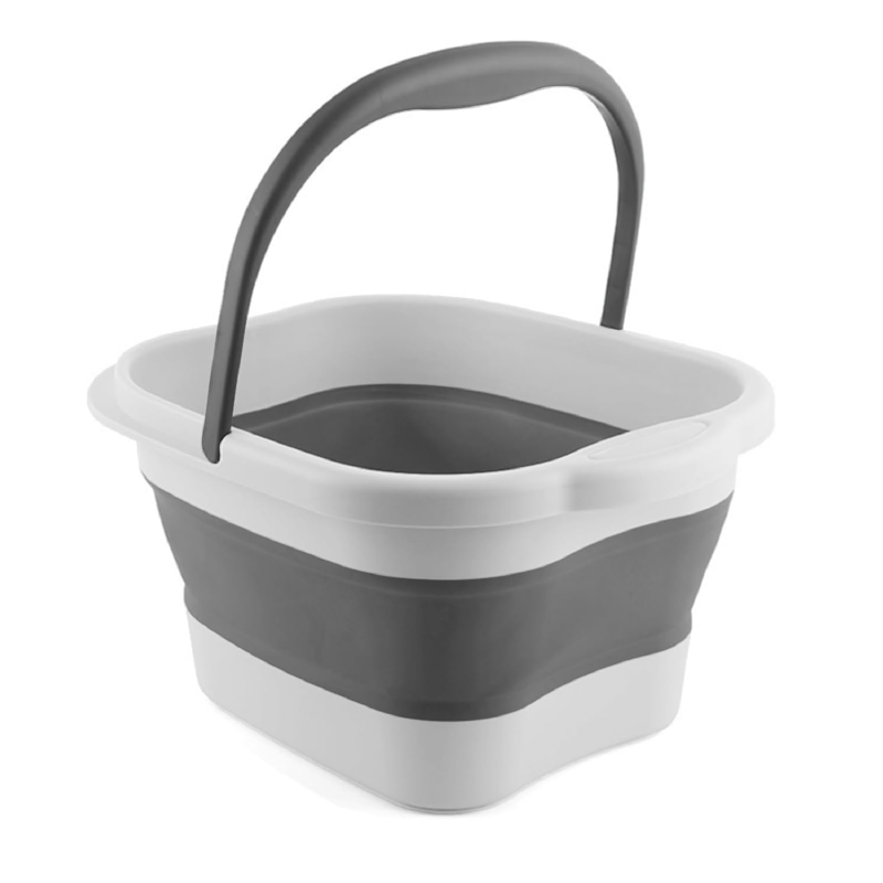 Lighean Pliabil Pentru Baie de Picioare SUPER TRENDS®, 13 L, Pedichiura, Masaj si Ingrijire, cu Maner, Usor de Curatat, cu Puncte de Presiune, Reflexoterapie, 43 x 33.5 x 22cm, Gri