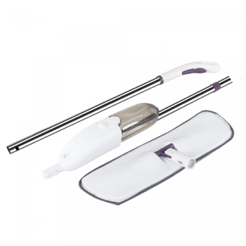 Mop Plat Spray Pentru Podea cu Pulverizator de Apa SUPER TRENDS®, Cap Rotativ, Maner lung 1.25 m, Alb