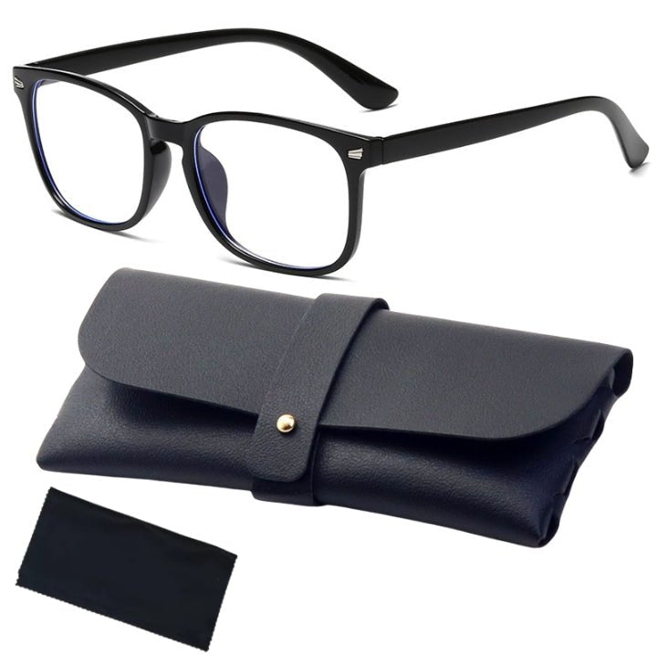 Ochelari Protectie Calculator SuperTrends® Anti Lumina Albastra, Ochelari Gaming Negru Fara Dioptrii Unisex, Ochelari Protectie Calculator Cu Lentile Transparente, Protectie Pentru Laptop Telefon Tele - SPTR.RO