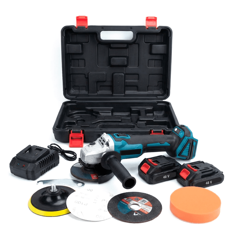 Polizor Unghiular SUPER TRENDS®, 2 Acumulatori 48V Li-ion, Motor Fara Perii (brushless), Disc 125 mm, Accesorii, Albastru-Negru - SPTR.RO