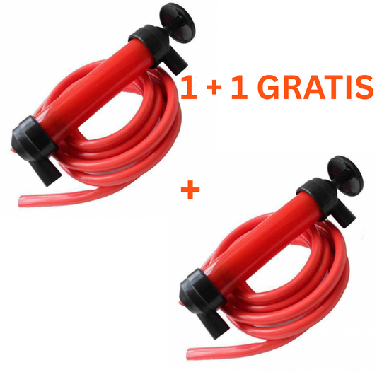 1 + 1 GRATIS Pompa Manuala Transfer Lichide, Aer, Profesionala SUPER TRENDS®, Rezistenta la Acizi si Baze, Plastic Gros, cu 2 Furtunuri, Rosu-Negru