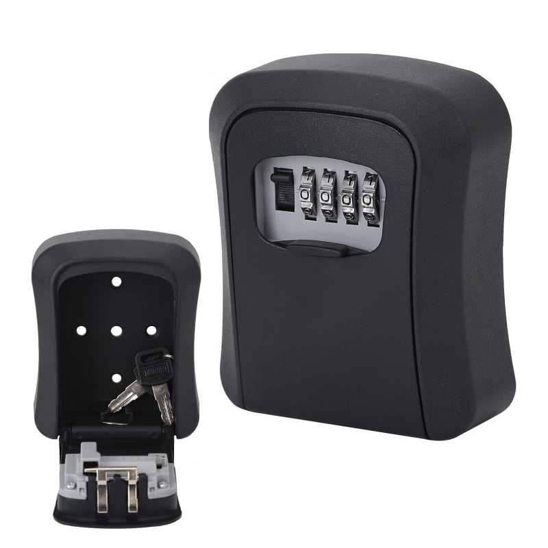 Seif Pentru Chei SUPER TRENDS®,  Montare pe Perete, Cod din 4 Cifre Resetabil, Rezistent la Apa, 11.7x9.5x4 cm, Negru