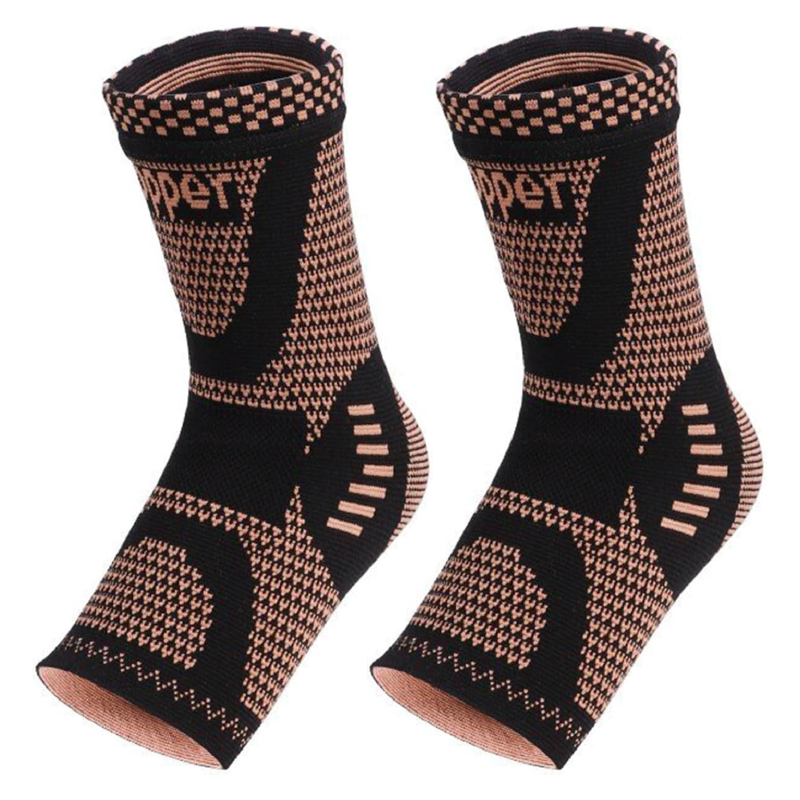 Set 2 Buc Suport Pentru Glezna cu Fir de Cupru Premium SUPER TRENDS®, Orteza Compresiva, Suport Elastic pentru Alergare, Sport, Uz Zilnic si Nocturn, Unisex, Pentru Barbati si Femei, Marime Universala