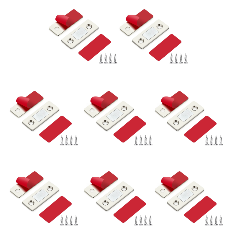 Set 8 Bucati Magneti Puternici Din Otel Inoxidabil Profesional SUPER TRENDS® Pentru Usi de Mobila, Usi Glisante, Bucatarie, Fereastra, Instalare: Autoadeziv Sau Suruburi
