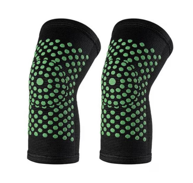 Set 2 Genunchiere Premium cu Auto-Incalzire, cu Turmalina SUPER TRENDS®, Elastice, Marime Universala, Unisex, Negru