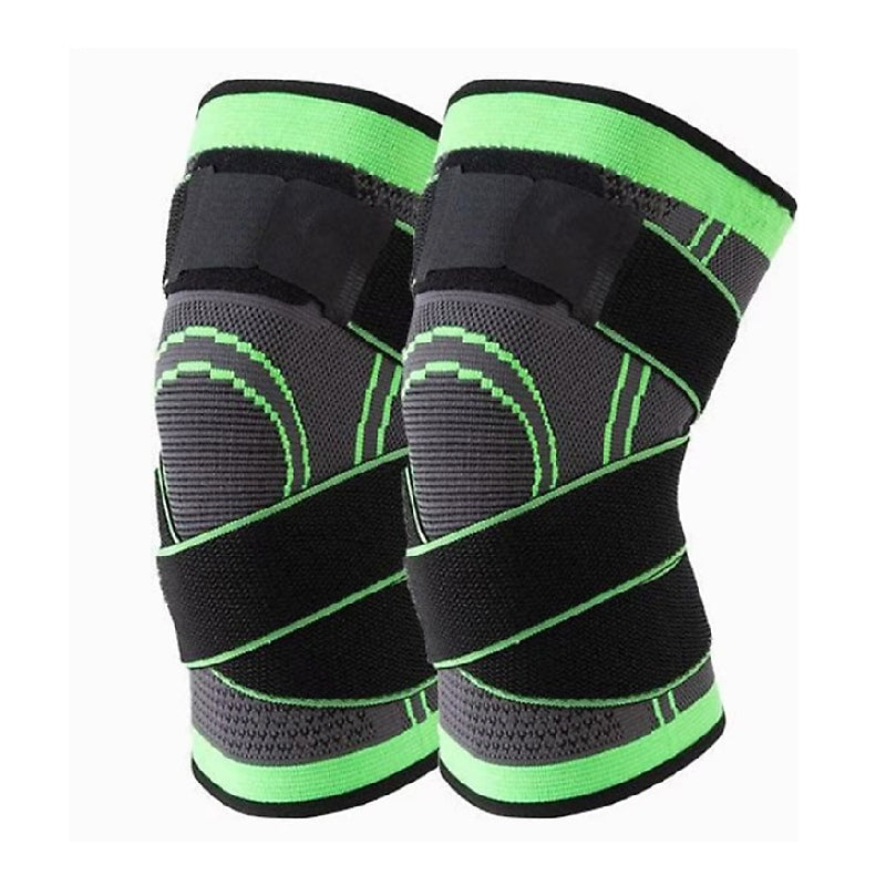 Set 2 Genunchiere Premium SUPER TRENDS®, Marime Universala, cu Bretele Pentru Sustinere, Negru-Verde