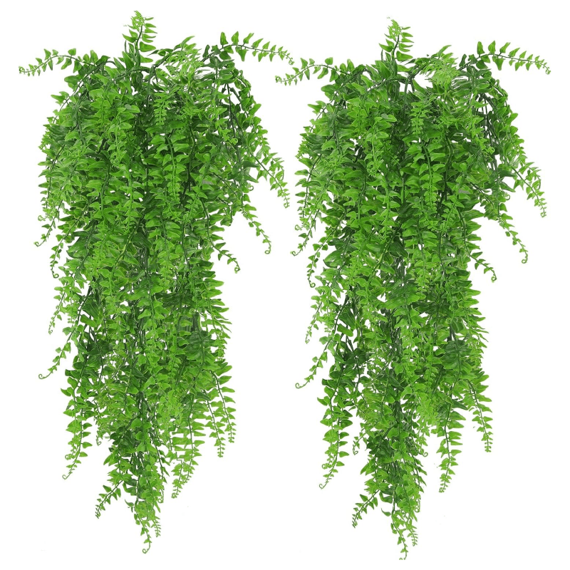 Set 2 Plante Artificiale Suspendate Tip Feriga SUPER TRENDS®, Decor Interior si Exterior, 70 cm, Verde - SPTR.RO