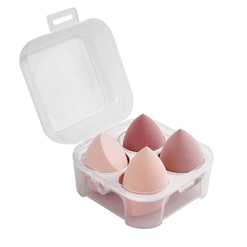 Set 4 Bureti de Machiaj SUPER TRENDS®, Roz, cu Cutie de Depozitare Din Plastic - SPTR.RO