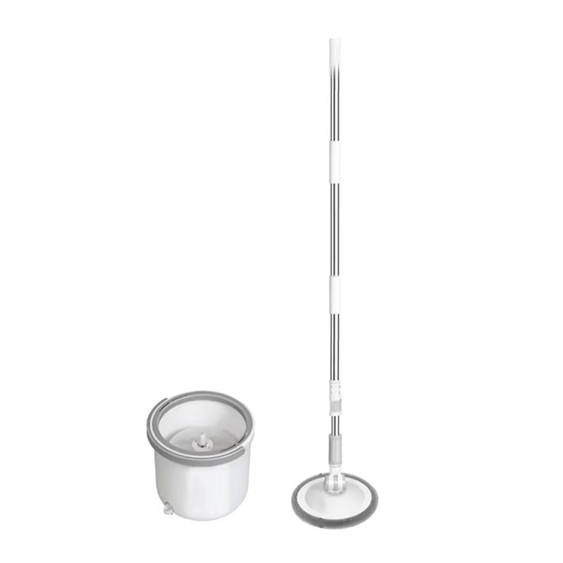 Set Mop Rotativ cu Doua Rezerve si Auto Spalare SUPER TRENDS®, Premium, Rotund, Compartimente Pentru Apa Curata si Murdara, Robinet de Scurgere a Apei si Consum Redus, Culoare Bej