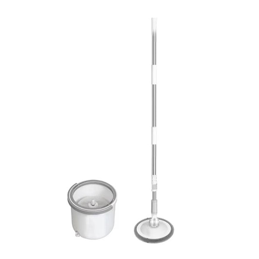 Set Mop Rotativ cu Doua Rezerve si Auto Spalare SUPER TRENDS®, Premium, Rotund, Compartimente Pentru Apa Curata si Murdara, Robinet de Scurgere a Apei si Consum Redus, Culoare Bej