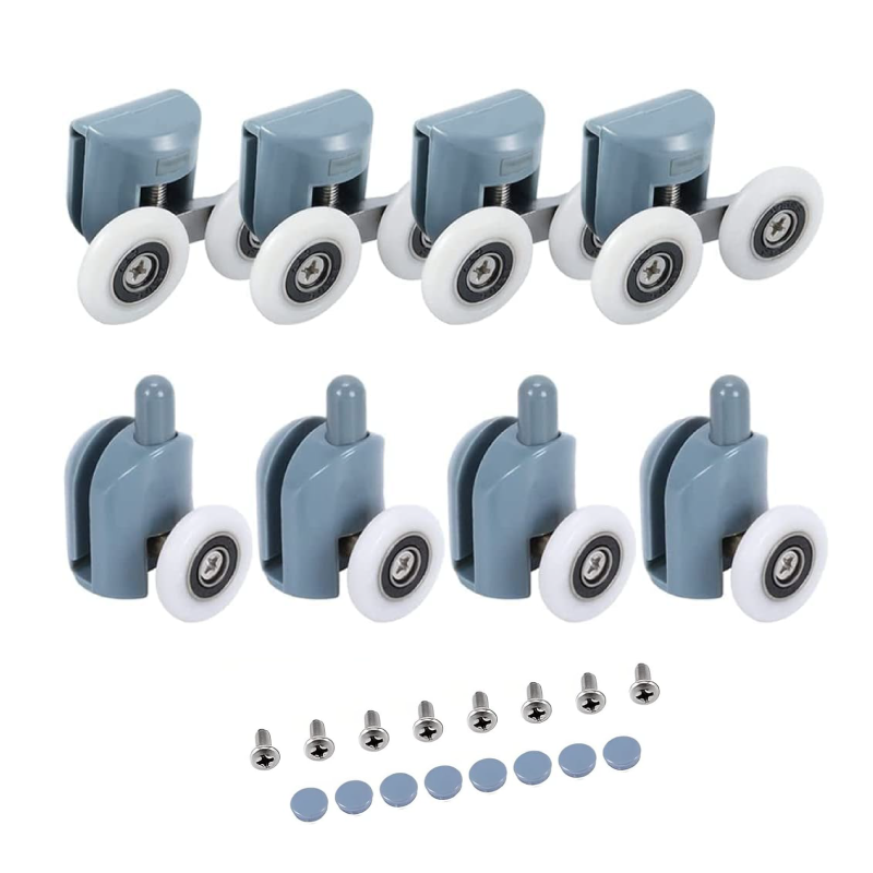 Set Role Universale Premium SUPER TRENDS®, Pentru Cabina de Dus, cu Rulmenti, 8 buc, Alb-Albastru