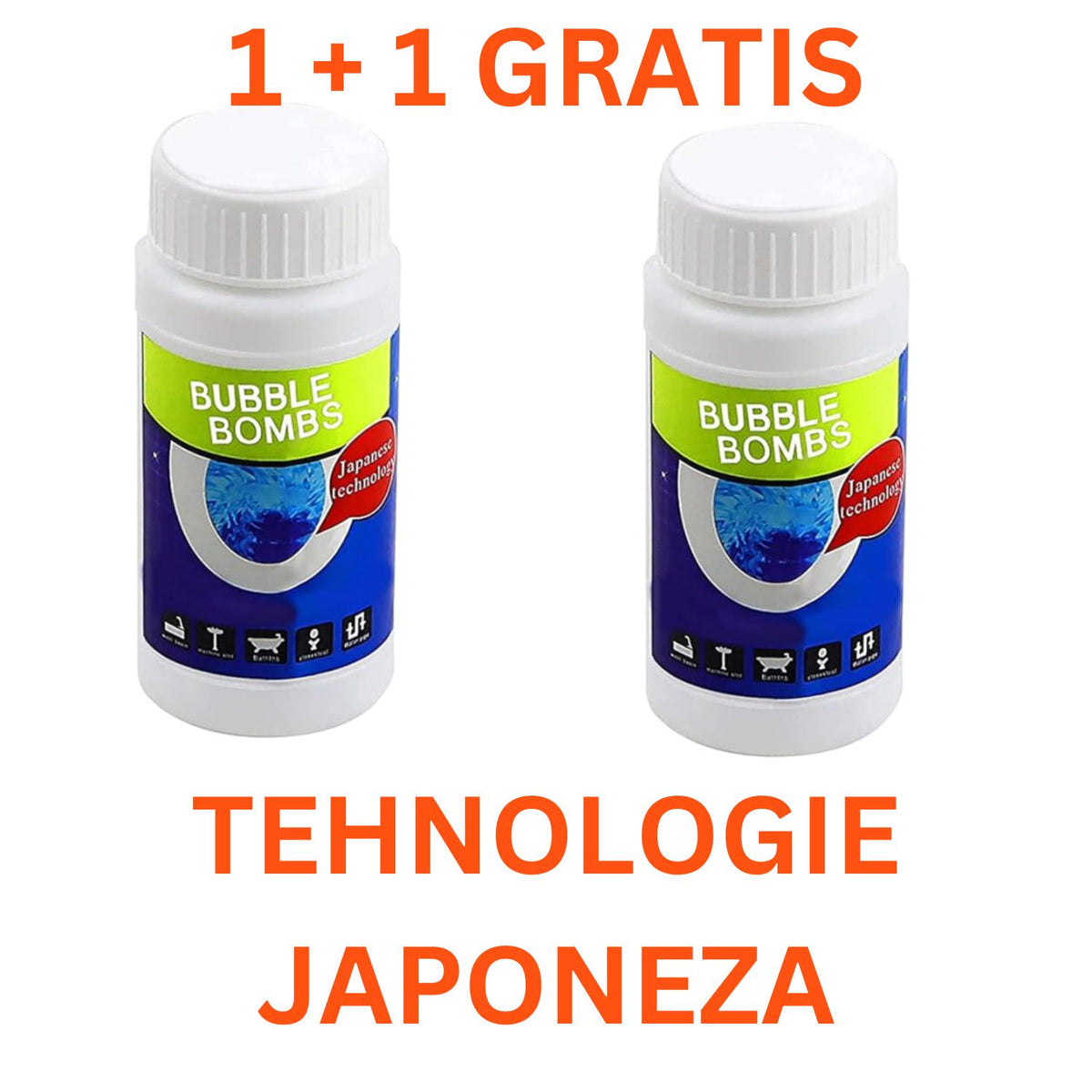 Solutie SUPER TRENDS® Pentru Desfundarea Tevilor Bubble Bombs Japan, 1 + 1 GRATIS 100g, Curatator Puternic Pentru Chiuveta si Canalizare, Granule Magice Efervescente Pentru Curatare Rapida