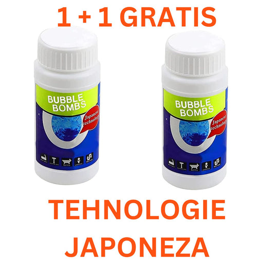Solutie SUPER TRENDS® Pentru Desfundarea Tevilor Bubble Bombs Japan, 1 + 1 GRATIS 100g, Curatator Puternic Pentru Chiuveta si Canalizare, Granule Magice Efervescente Pentru Curatare Rapida